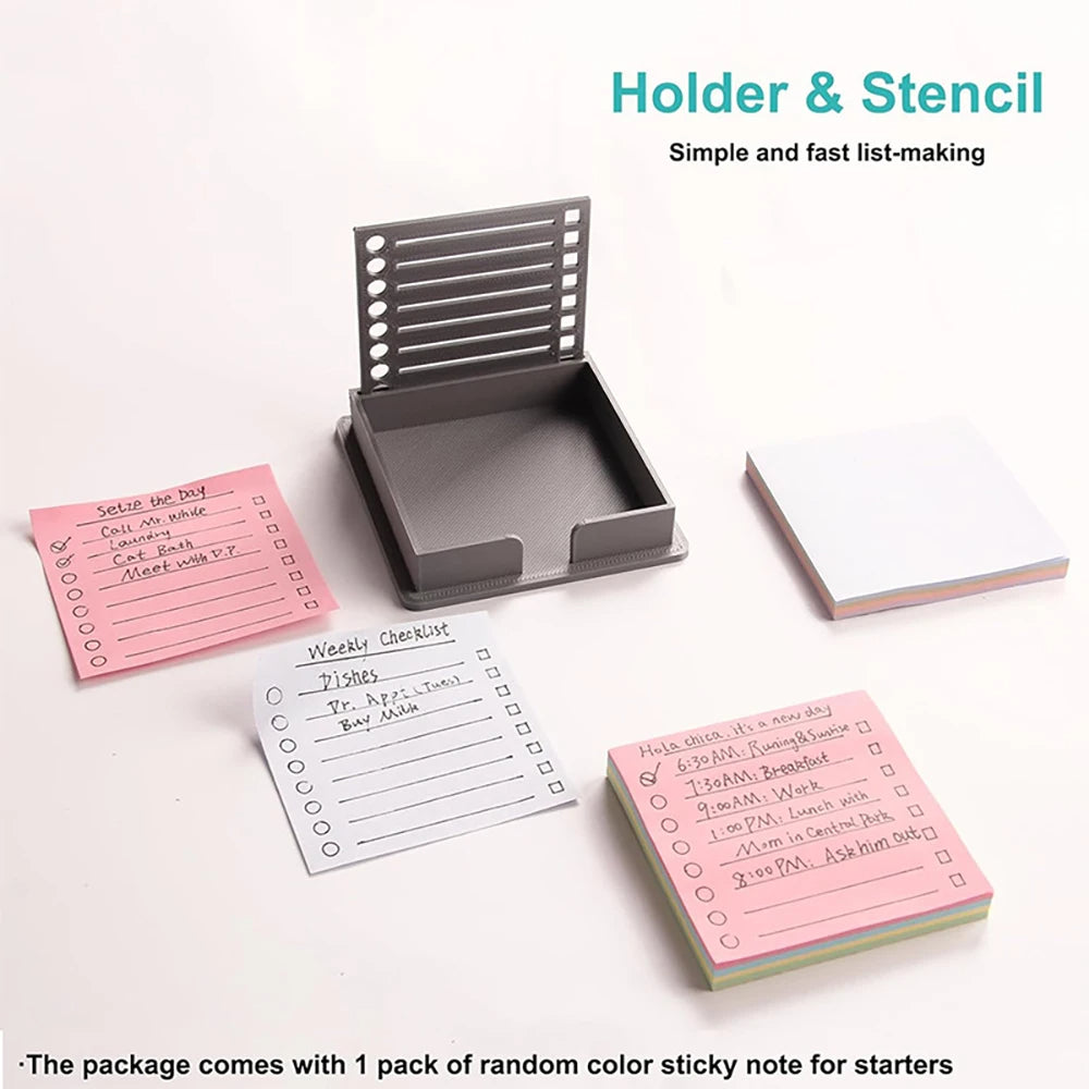 Stylish sticky note holder with template – order on the desk, order in the head