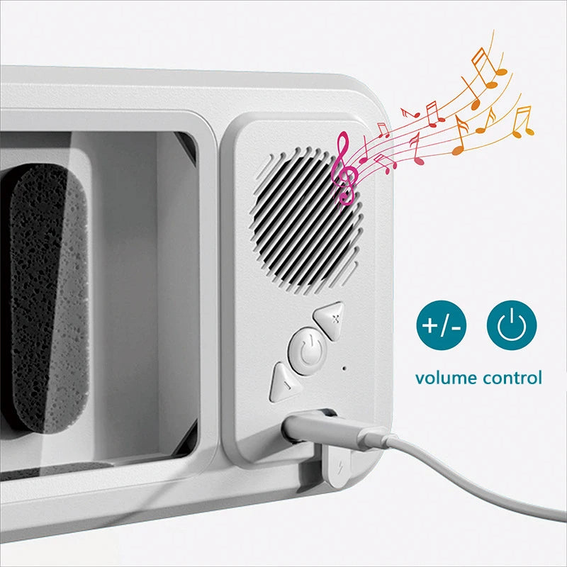 Shower phone holder with speaker