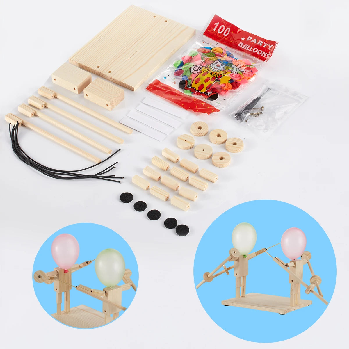 Balloon Duel – a handmade fencing game made of wood