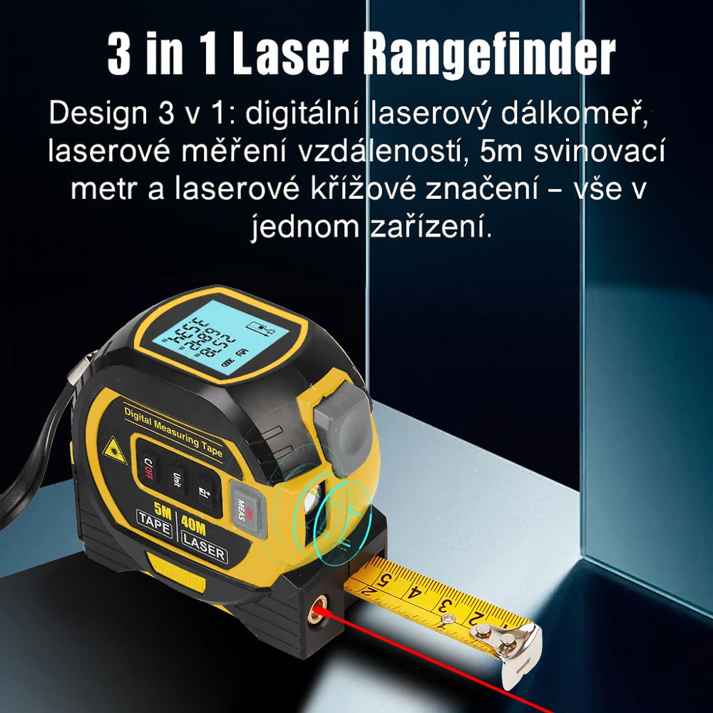 3-in-1 laser measuring meter with display