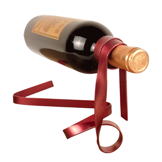 Ribbon-shaped metal wine holder