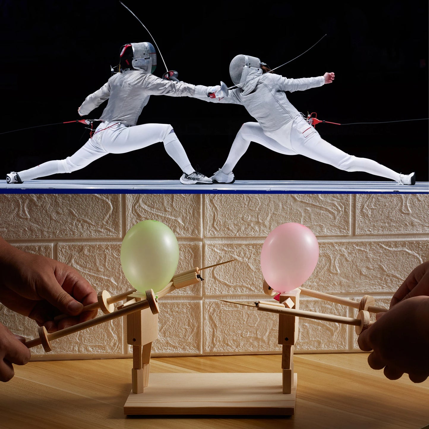 Balloon Duel – a handmade fencing game made of wood