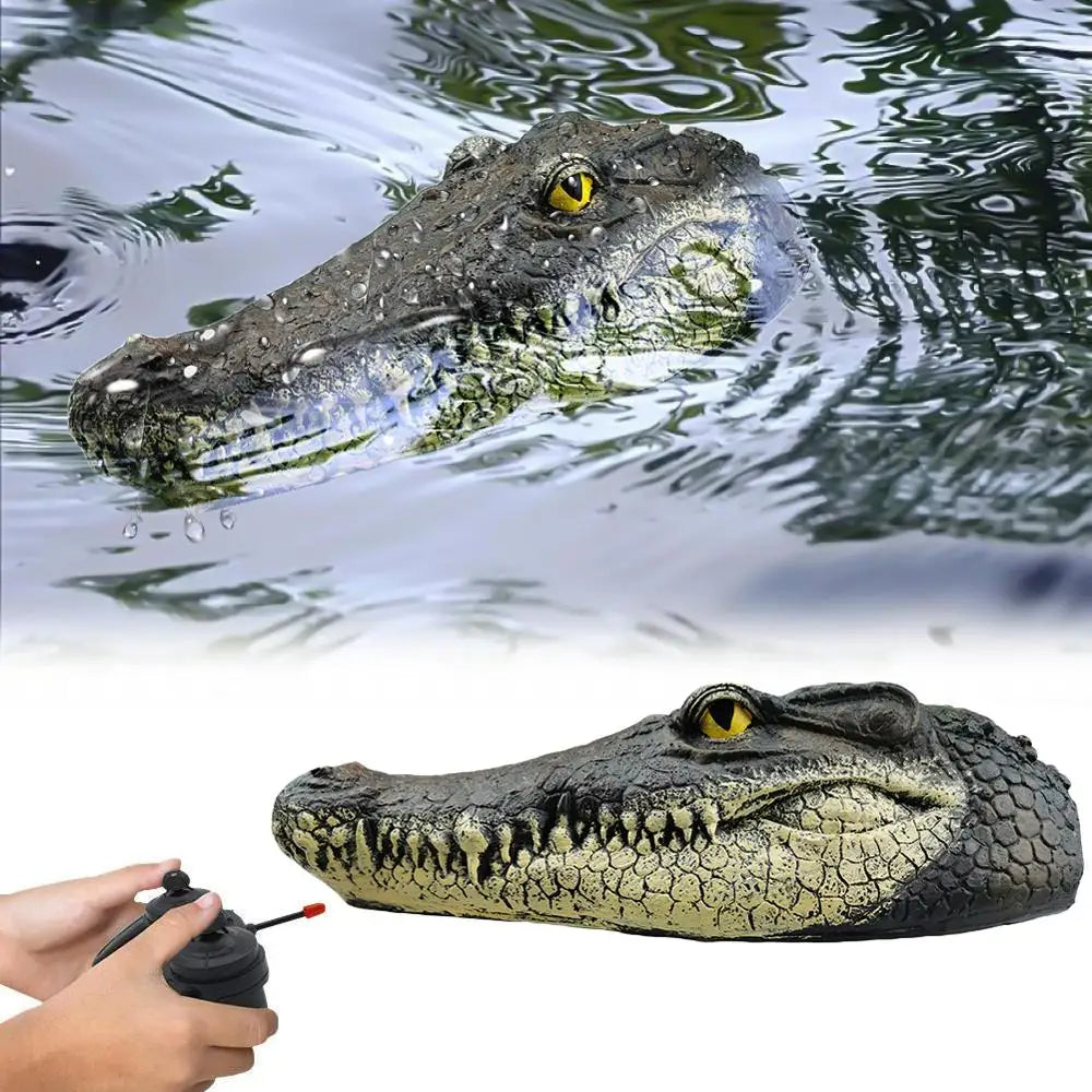 Remote-controlled boat in the shape of a crocodile head