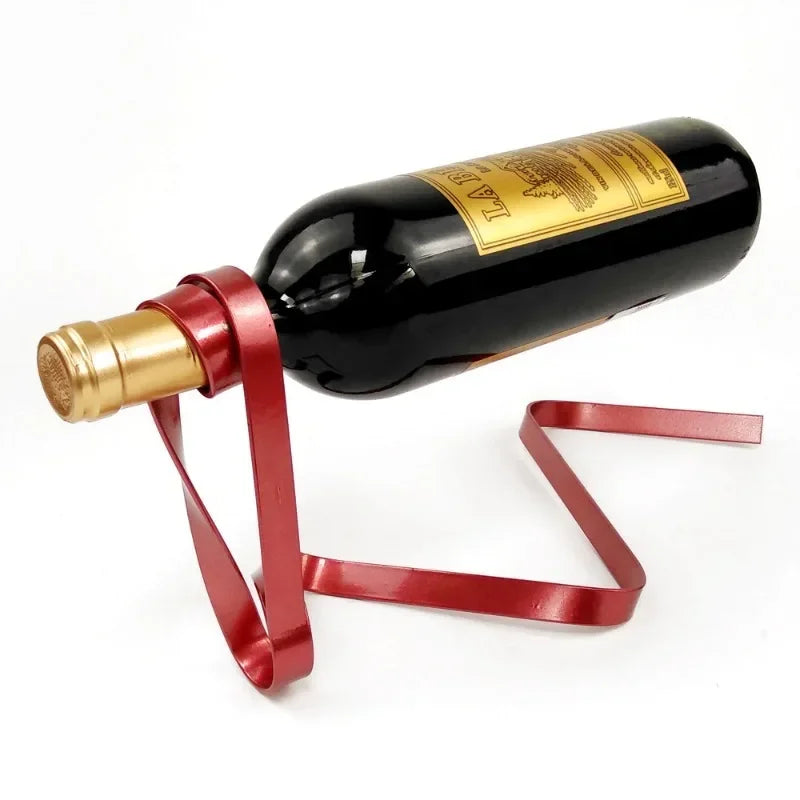 Ribbon-shaped metal wine holder