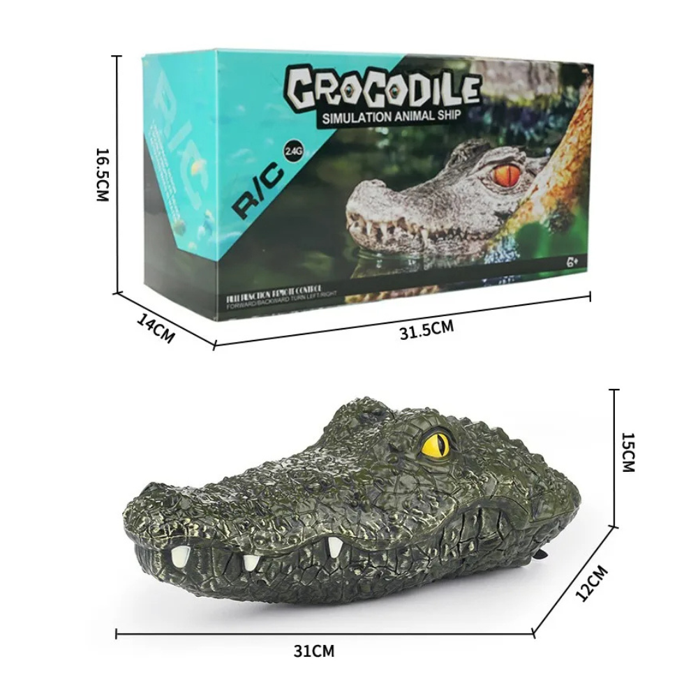 Remote-controlled boat in the shape of a crocodile head