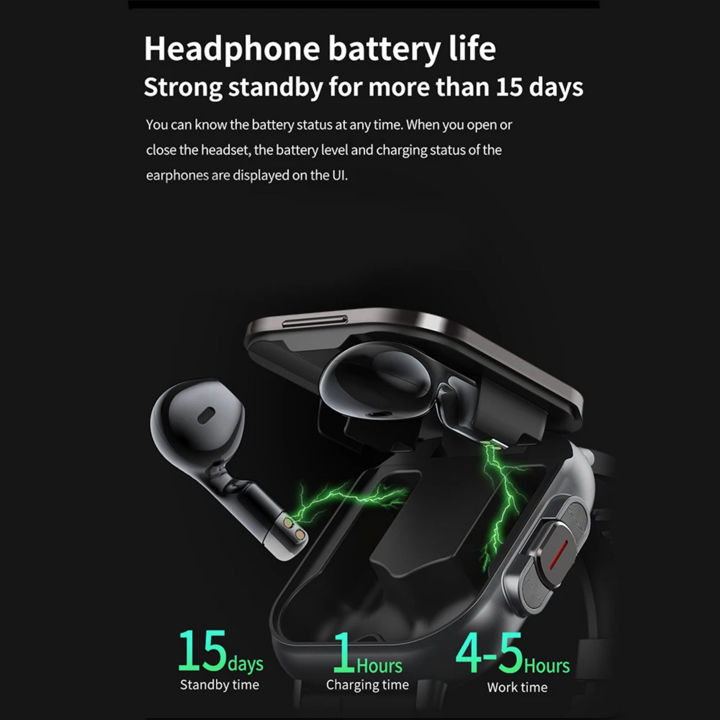 Smart watch with wireless headphones