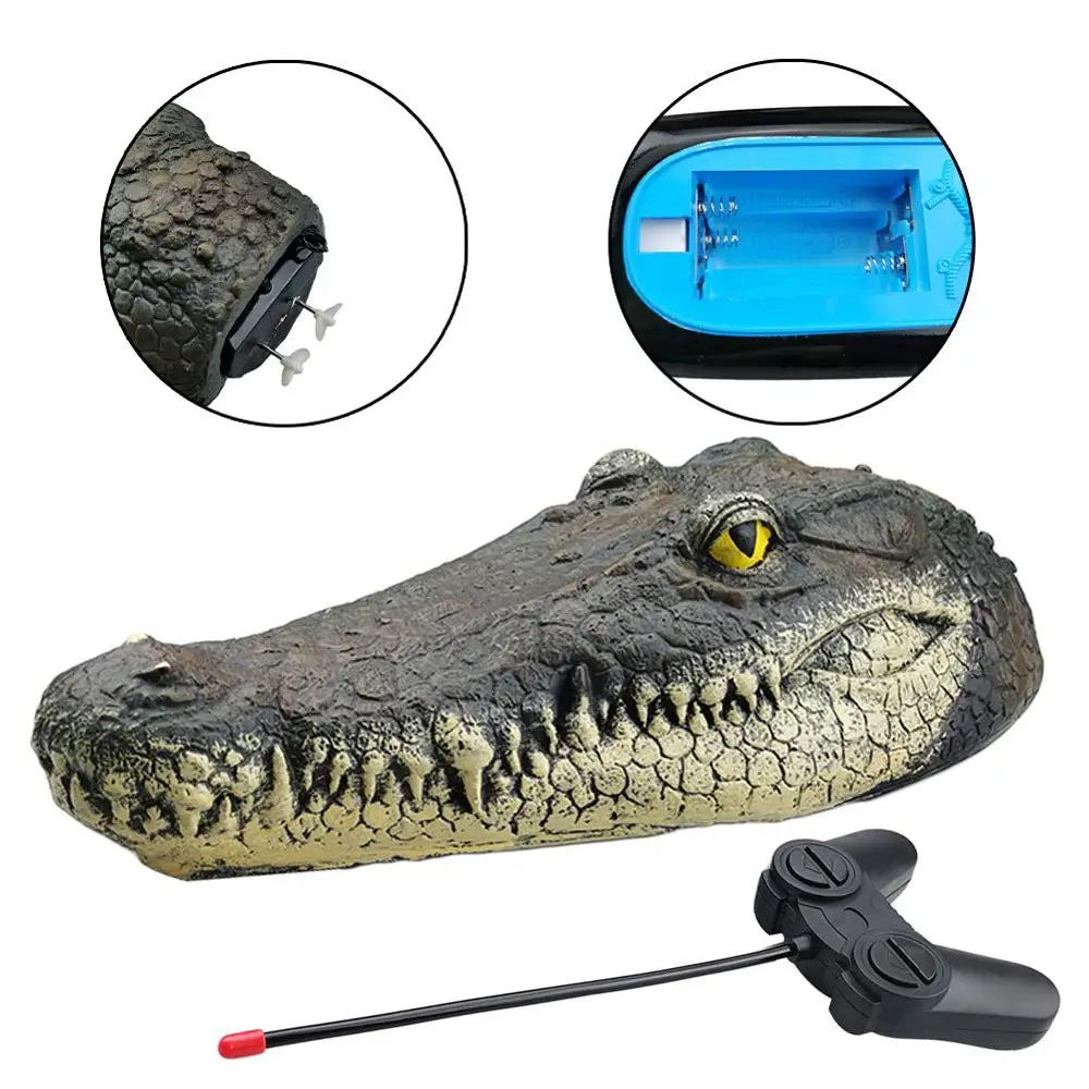 Remote-controlled boat in the shape of a crocodile head