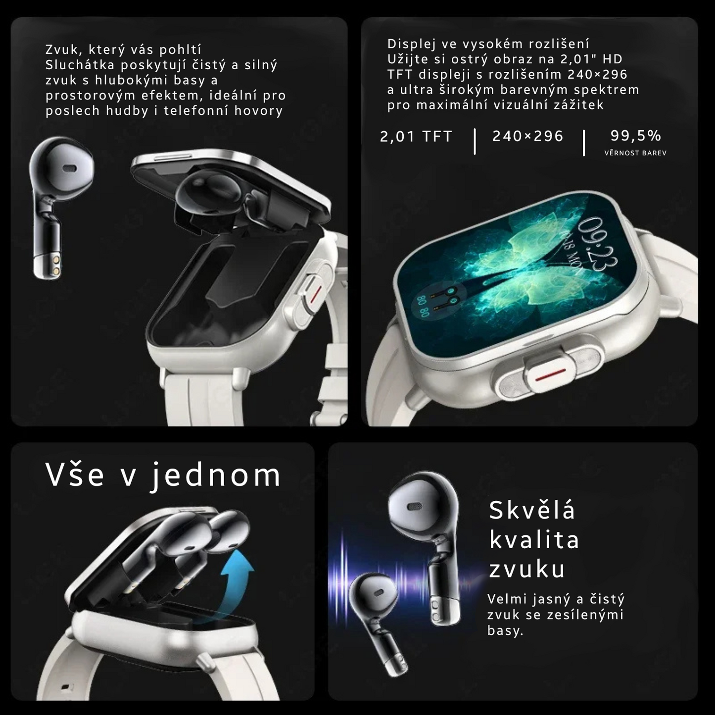 Smart watch with wireless headphones