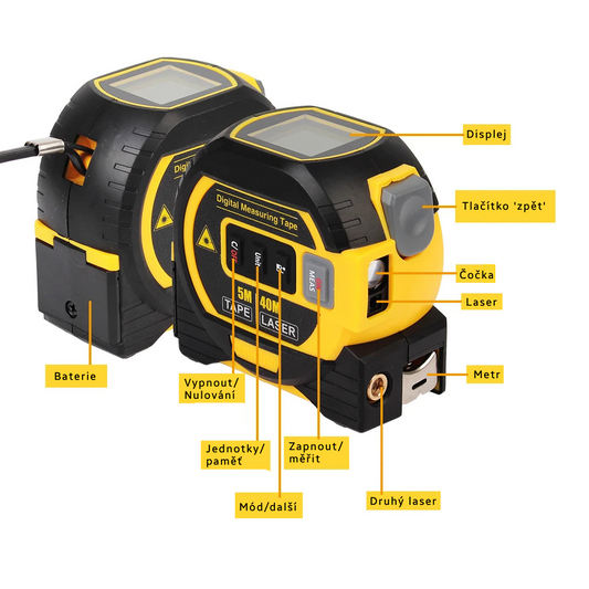 3-in-1 laser measuring meter with display