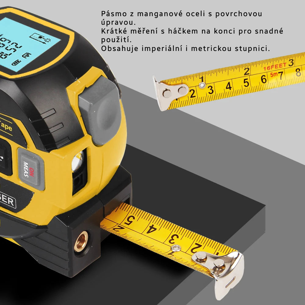 3-in-1 laser measuring meter with display